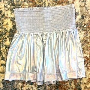 Metallic Gameday Smocked Shorts- Silver - NWT